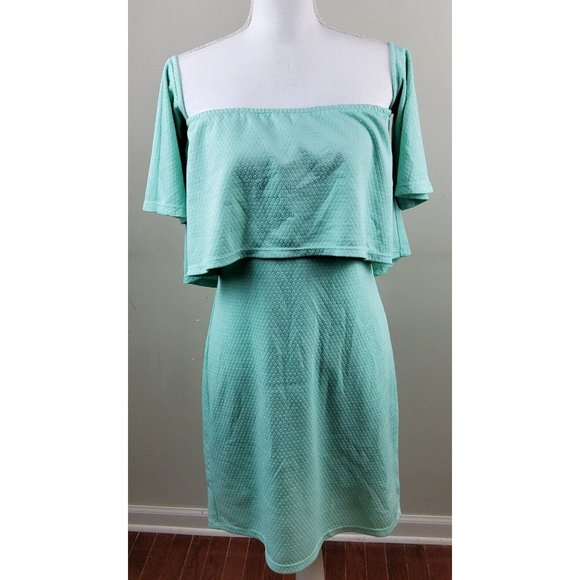 Anthropologie Hutch Off Shoulder Dress Green Size M - Picture 1 of 5